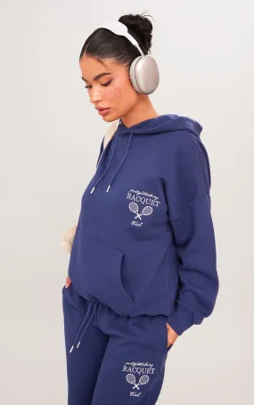 Petite Hoodie oversize bleu marine imprimé