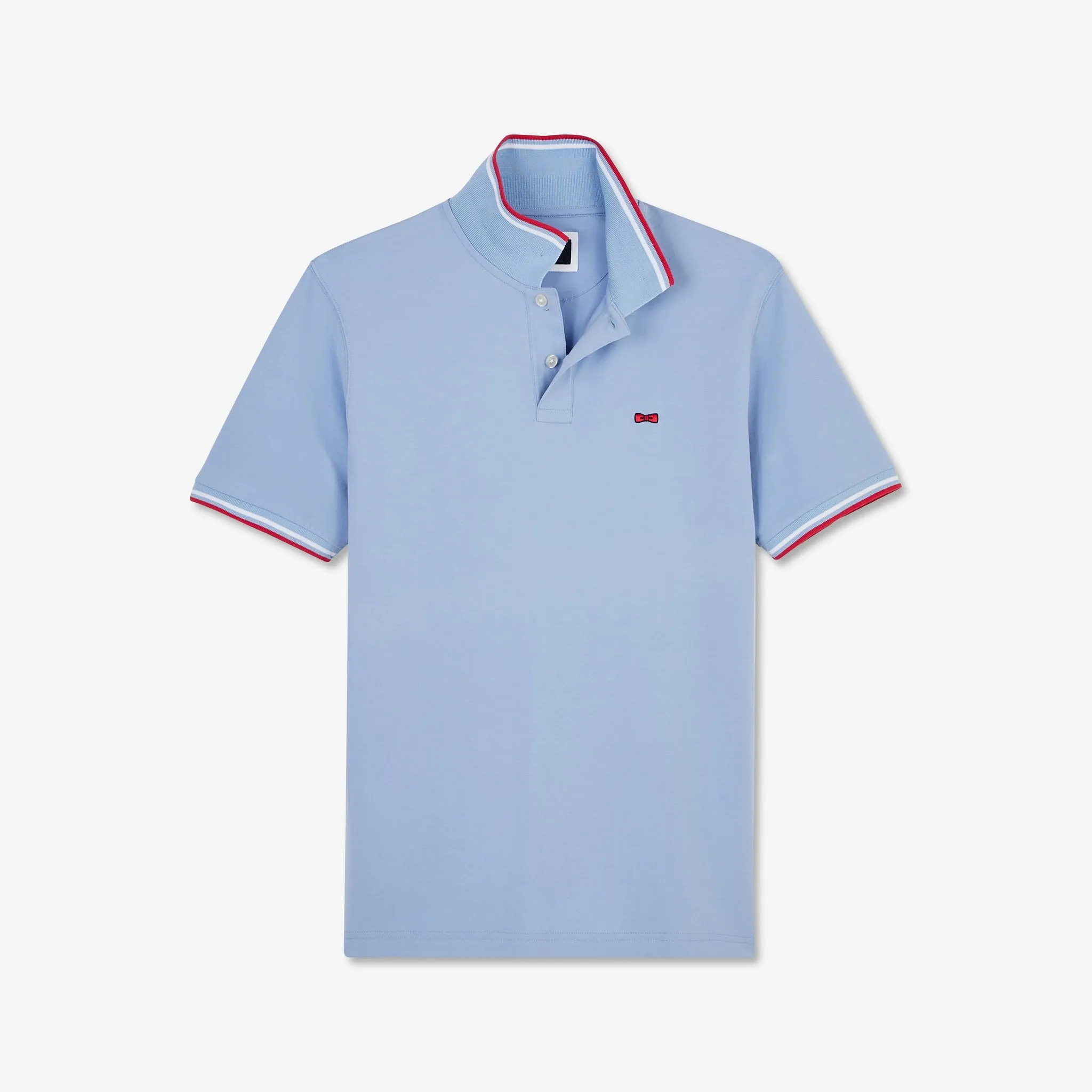 Polo uni en coton bleu clair