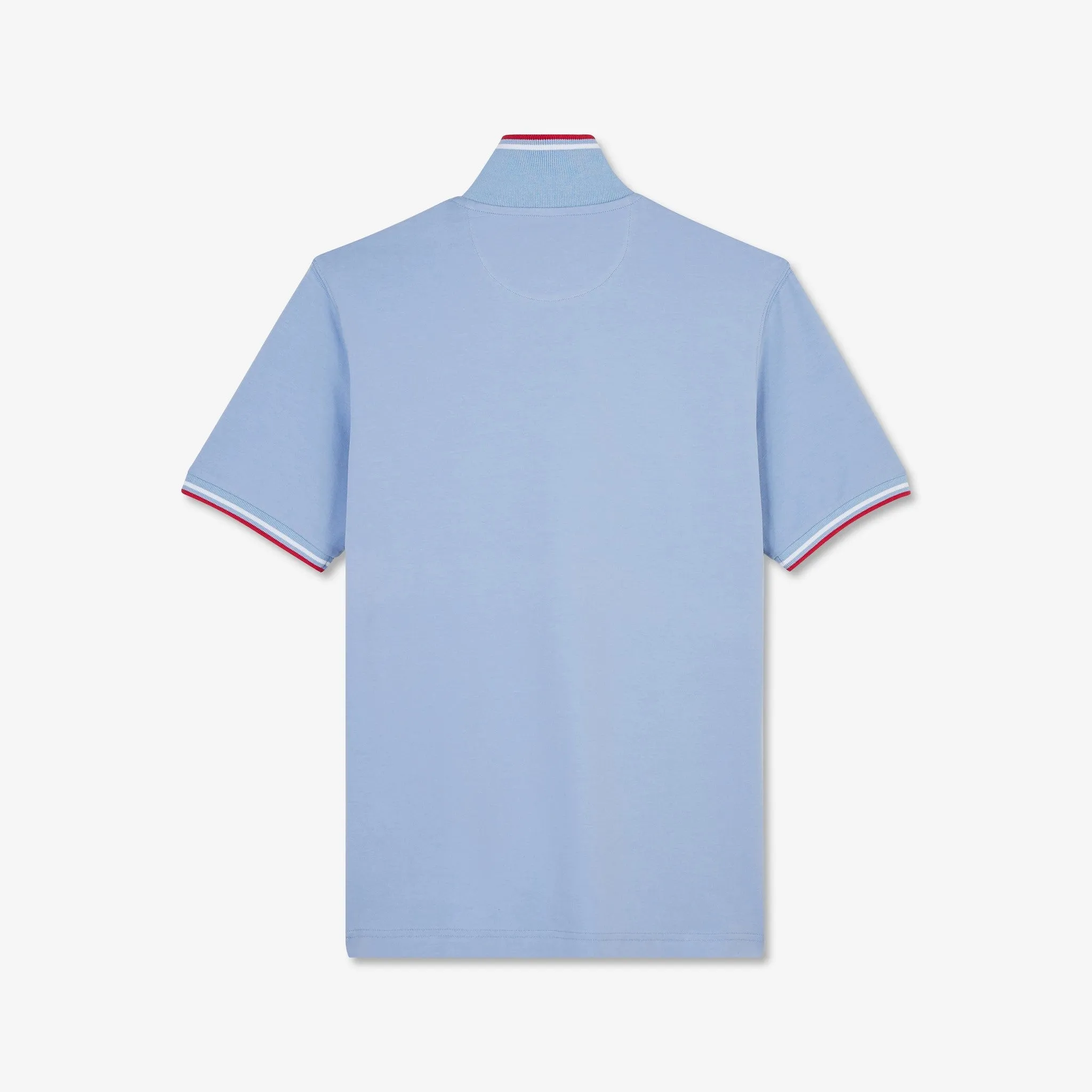 Polo uni en coton bleu clair