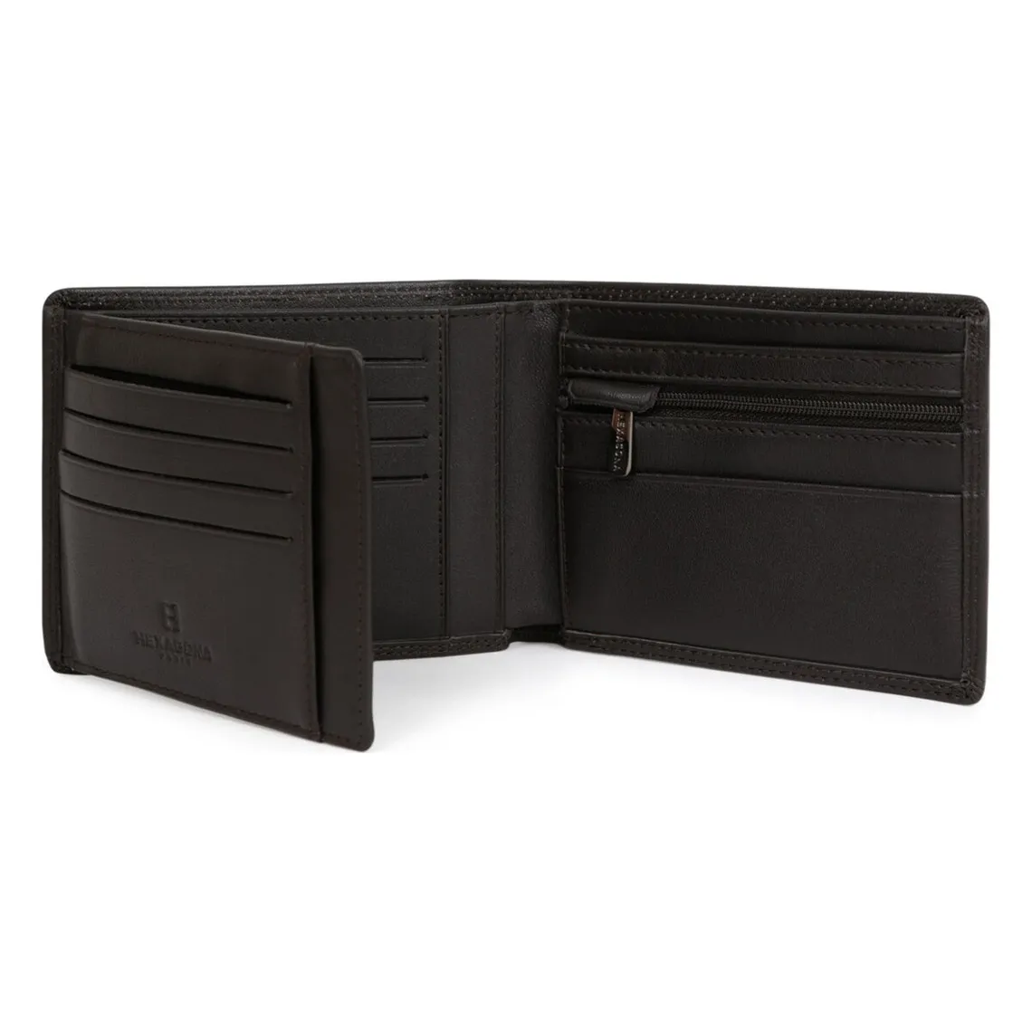 Portefeuille italien Stop RFID Cuir SENSATION Marron foncé Orin Hexagona - Portefeuille & Porte cartes Homme sur MenCorne