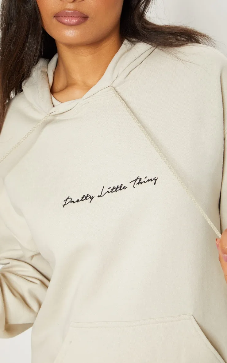 PRETTYLITTLETHING Hoodie oversize gris pierre à broderie