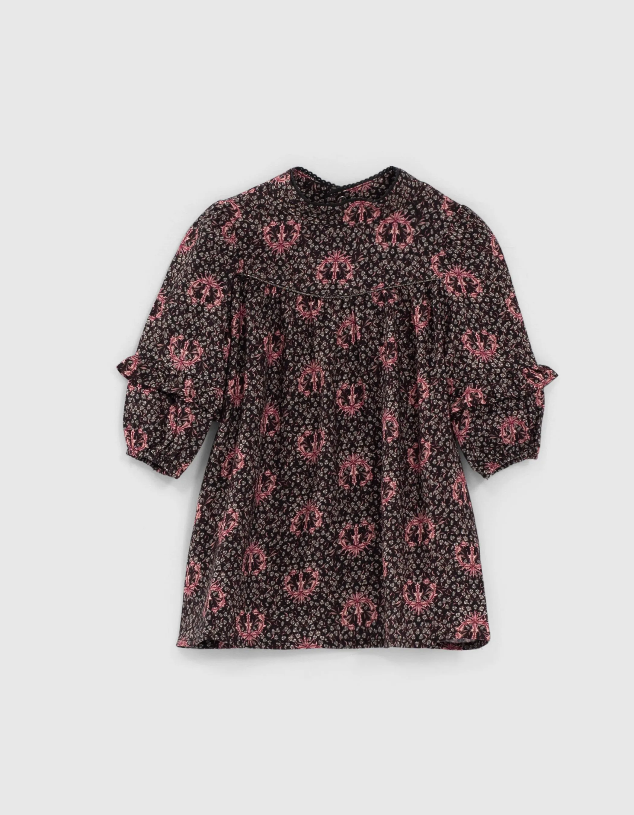 Robe noire imprimé fleurs de lys bébé fille