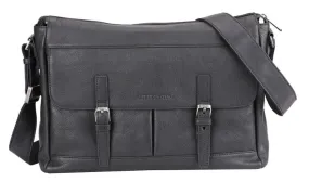 Sac besace cuir noir style cartable Arthur & Aston