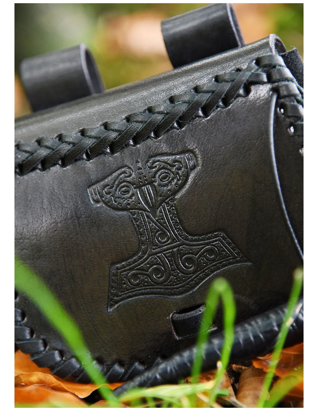 Sac viking Marteau de Thor en cuir noir, à porter à la ceinture ⚔️ Boutique