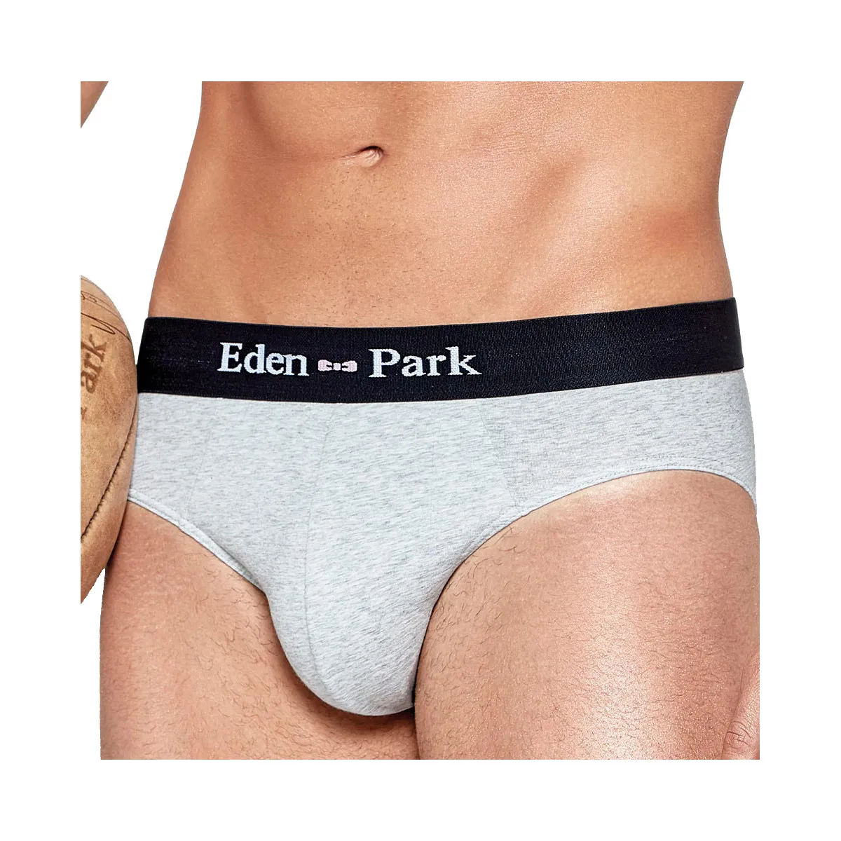 Slip en coton gris avec ceinture élastique bleue Eden Park