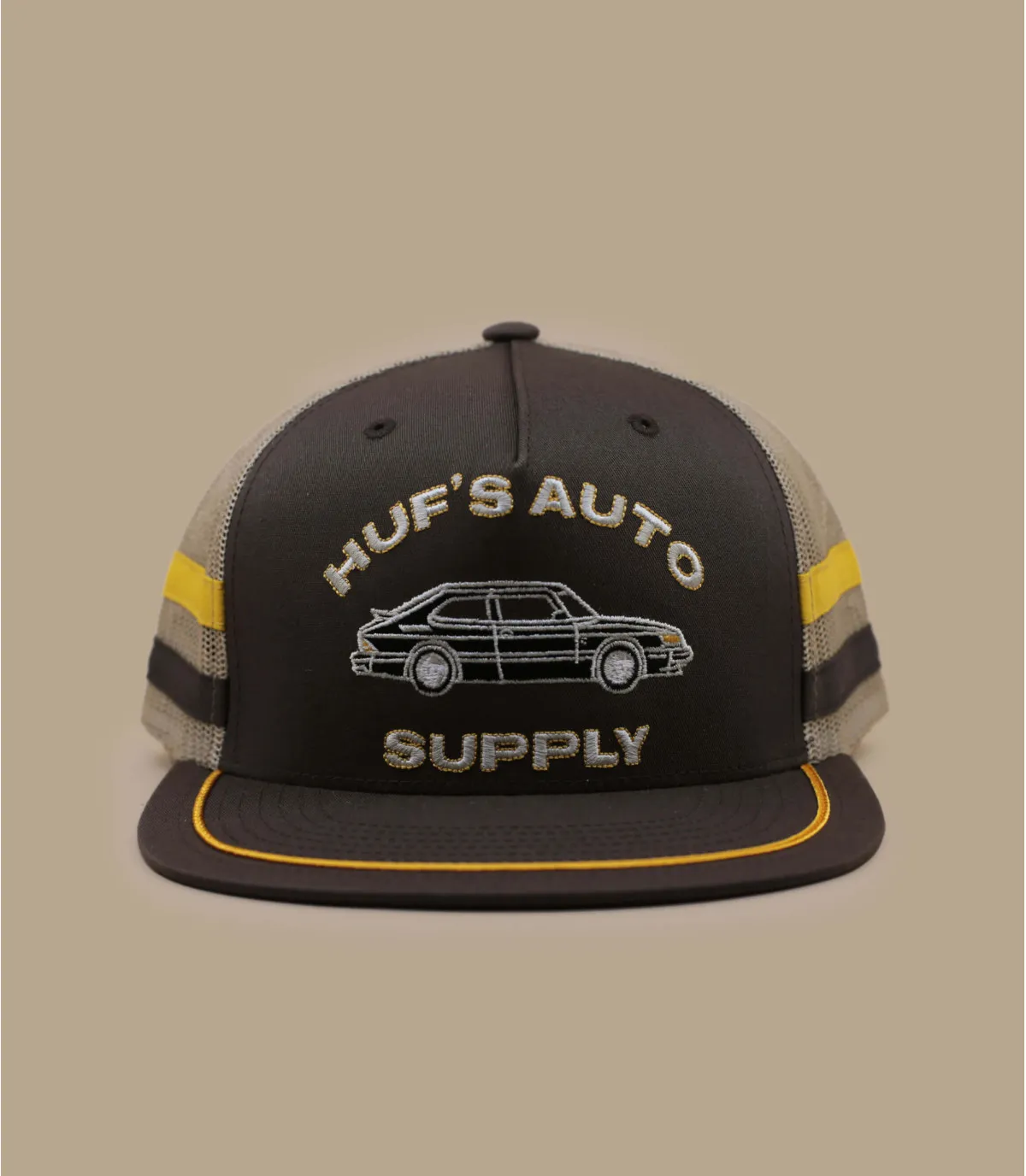 Snapback trucker voiture marron - Casquette Auto Supply Trucker brown Huf : Headict