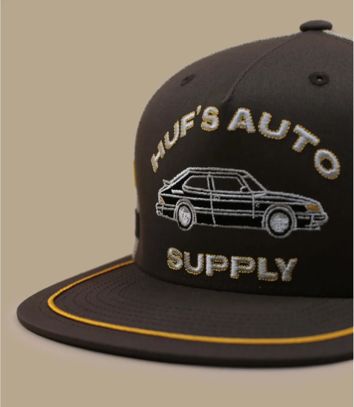 Snapback trucker voiture marron - Casquette Auto Supply Trucker brown Huf : Headict