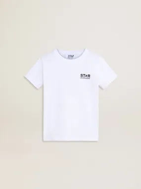 T-shirt blanc avec logo et étoile noirs contrastés | Golden Goose