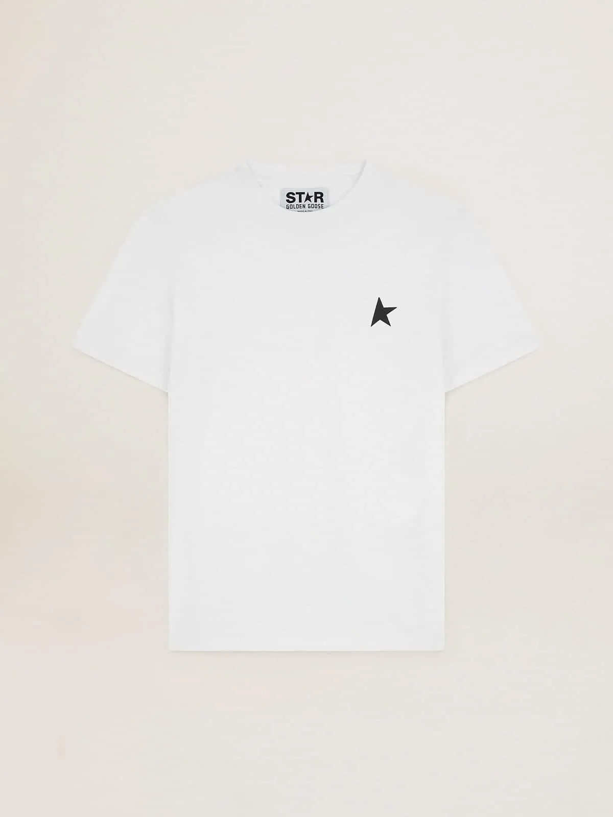 T-shirt blanc collection Star avec étoile noire sur le devant | Golden Goose