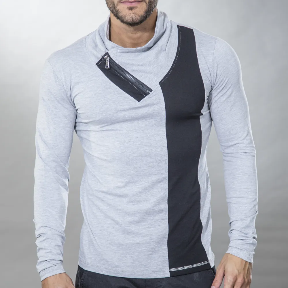 T-shirt homme gris bi matières