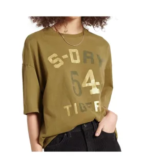 T-shirt Kaki Femme Superdry Boxy