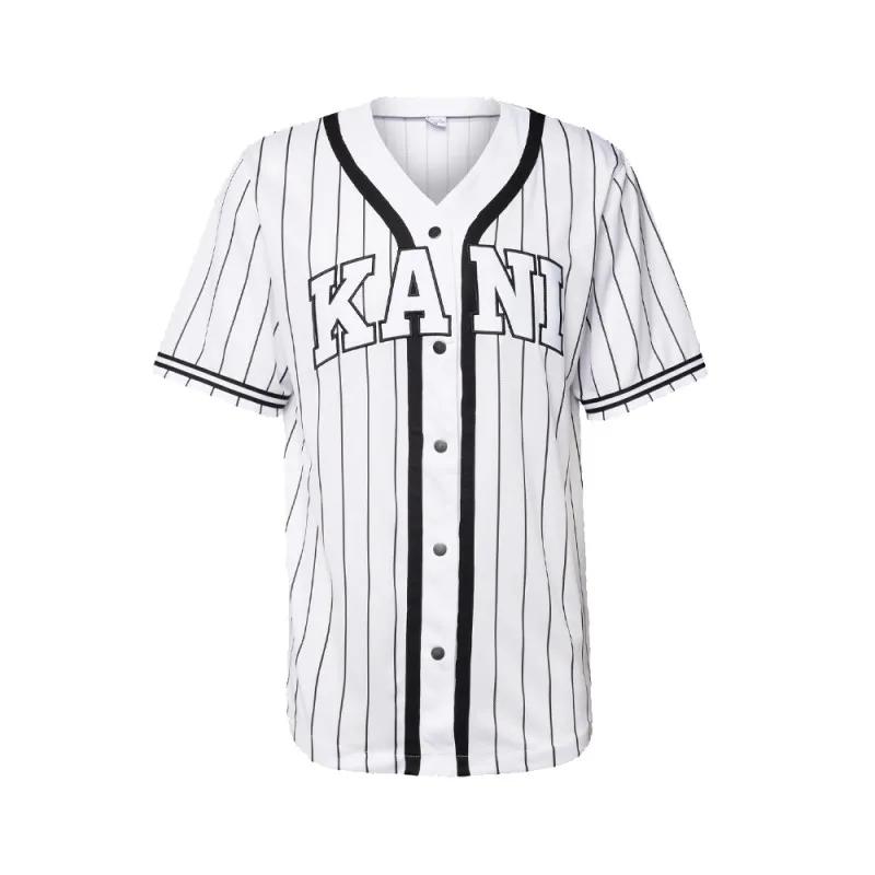 T-SHIRT KARL KANI SERIF PINSTRIPE BASEBALL SHIRT BLANC