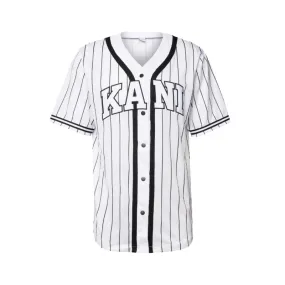 T-SHIRT KARL KANI SERIF PINSTRIPE BASEBALL SHIRT BLANC