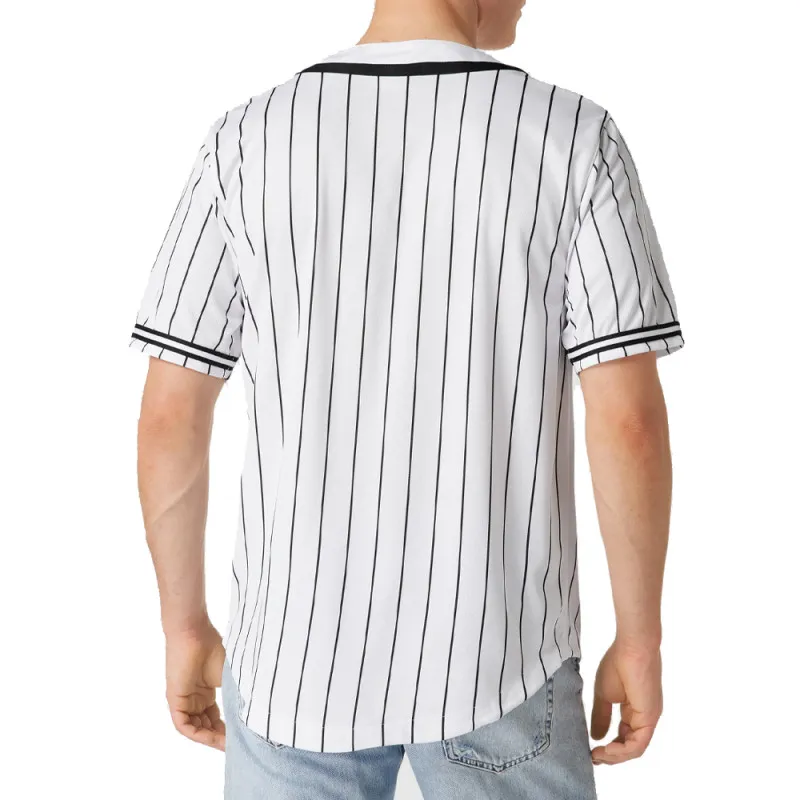 T-SHIRT KARL KANI SERIF PINSTRIPE BASEBALL SHIRT BLANC