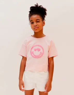 T-shirt rose broderie SMILEYWORLD fille