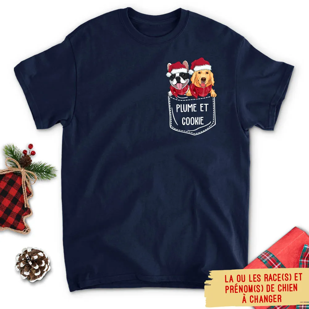 T-shirt Unisex Personnalisé - Chien Dans Ma Poche - Version Noël